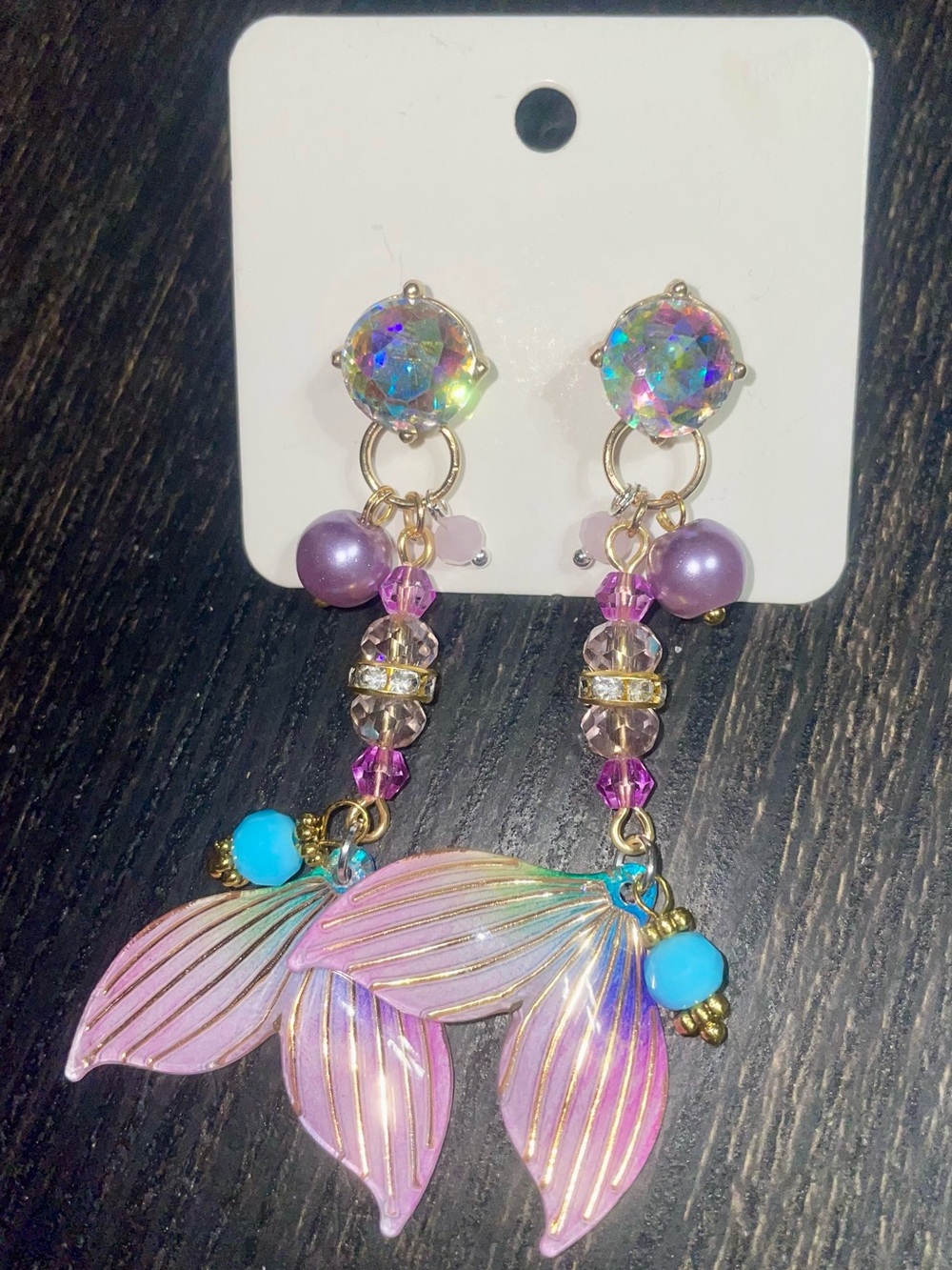 Handcrafted Purple Mermaid Tail Earrings